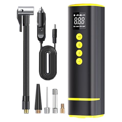 Godpqiui Inflador De Neumáticos Compresor De Aire Portátil | Bomba Eléctrica con Manómetro Digital - Medidor De Presión Eléctrico para Moto Camión Bicicleta Coche Balones