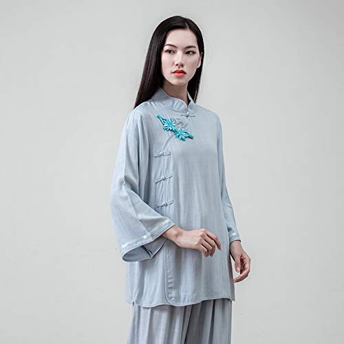 Ksua Women Tai Chi Uniform Cotton Kung Fu Uniform Chinese Style Zen Meditation Casual Long Sleeve Morning Excerises Outfit #TOP1
