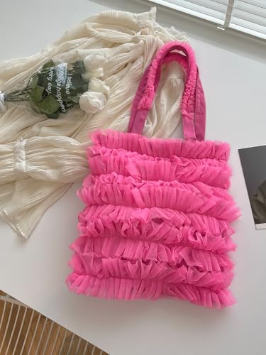 Verdusa Women’s Y2K Ruffle Trim Square Tote Bags Double Handle Shoulder Handbags2