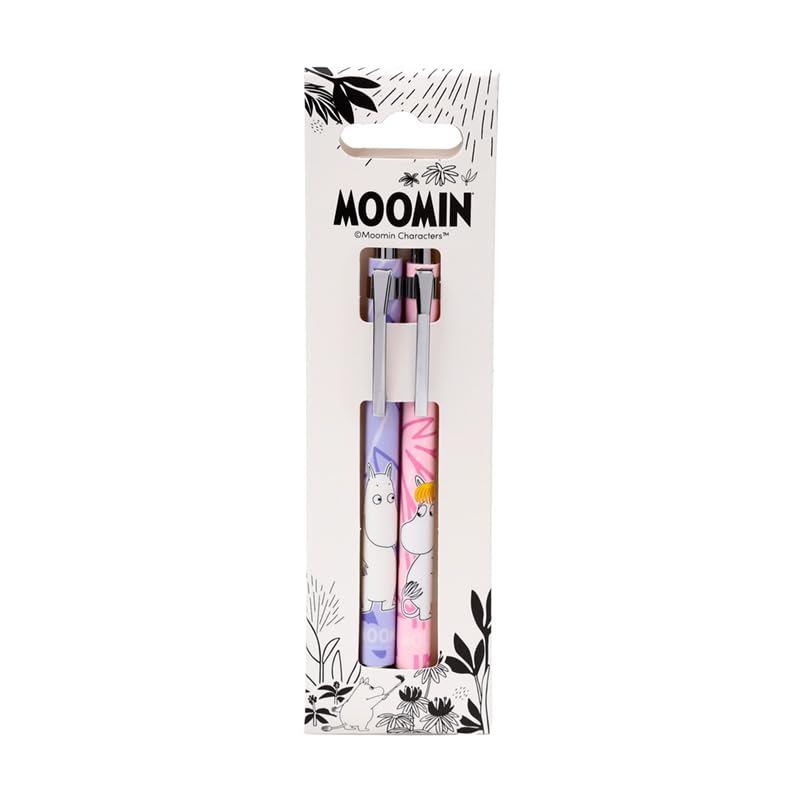 Puckator Moomin Tammi Pen Twin Set - Pen Stationary Set - Cool Fancy Pack of Pens Black For Office Writing College - Uni Essentials - Back to School Supplies - Non Smudge
