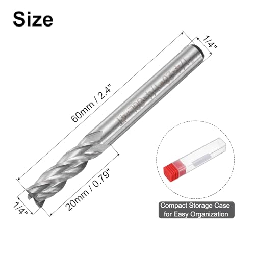 Image of uxcell 2pcs 4 Flute 1 /4 inch x 1 /4 inch Cutting Slotting End Mill Router Bit HSS CNC Cutter Router Bits Upcut Spiral Milling Cutter Tool for Wood PVC MDF Engraving