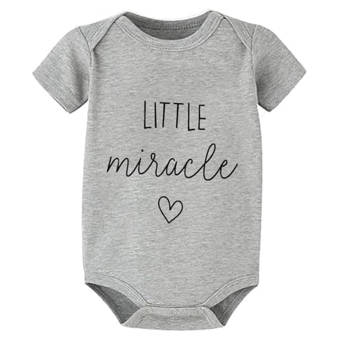 Image of WOOYONGING Little Miracle Surprise Pregnancy Announcement Baby Bodysuit Short Sleeve Baby Clothes Infant Romper