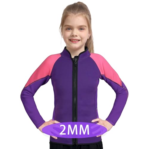 Kids Wetsuit Top para Niños y Niñas 2mm 3mm Neopreno Manga Larga con Cierre Frontal Chaqueta Térmica para Natación Surf y Paseo en Bote miniatura 5