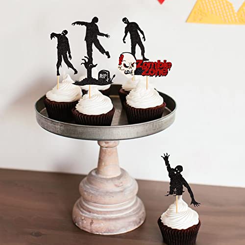 Ercadio 36 Pack Zombie Cupcake Toppers Halloween Zombie Cupcake Picks Zombie Zone Fantasy Horror Theme Halloween Party Decor Cake Decor Supplies #TOP3