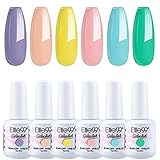 Elite99 Esmaltes Semipermanentes de Uñas en Gel UV LED, 6 Colores Kit de Esmaltes de Uñas, Esmaltes en Gel Soak Off 15ml 001