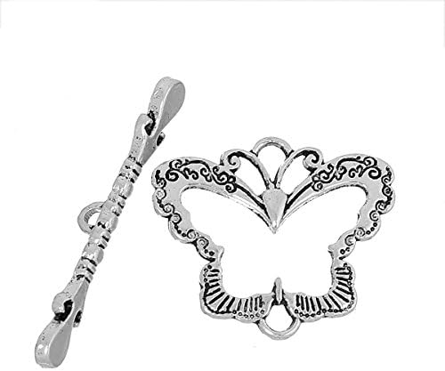 JGFinds Butterfly Bracelet Toggle Clasps - 28 Sets of Silver Tone DIY Jewelry Making Supplies