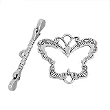 JGFinds Butterfly Bracelet Toggle Clasps - 28 Sets of Silver Tone DIY Jewelry Making Supplies
