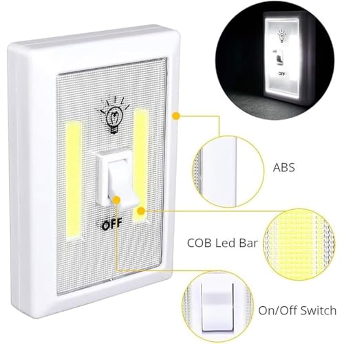 GüncelÇarşı Pille Çalışan Duvar Anahtarı Tipi COB LED Lamba, Kablosuz Dolap İçi Aydınlatma, Mıknatıs