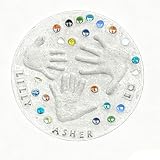 Genérico Kit grande de piedras de paso con huellas de manos para bricolaje, kit de regalo con huellas de manos para el día de la madre, incluye 1 mod, 26 sellos de letras y piedras de colores (14in)