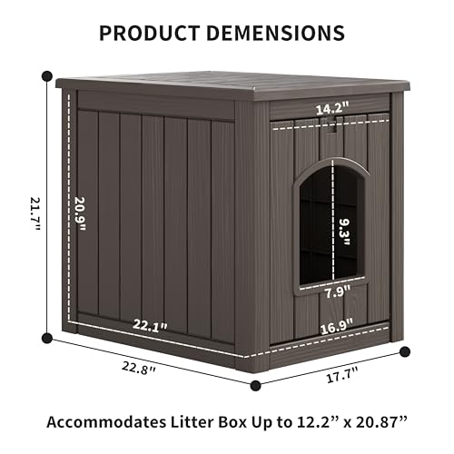 WTFGO Litter Box Enclosure, Waterproof & Weatherproof Plastic Cat House for Indoor Outdoor Use, Multi-Functional Hidden Litter Box Furniture for Living Room, Backyard, Patio, Garage by WTFGO - Image 2