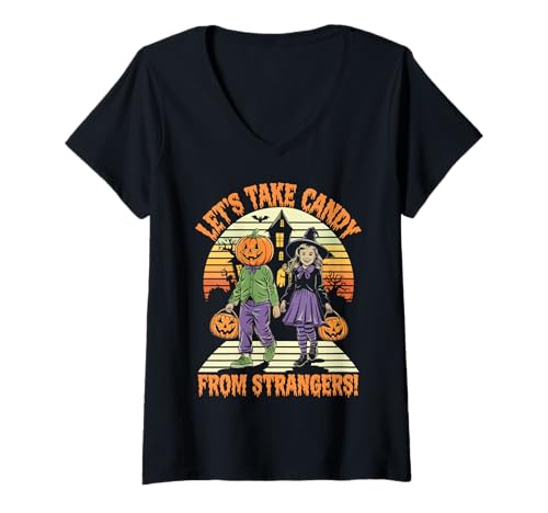 Femme Costume d'Halloween Let's Take Candy from Strangers (Prenons T-Shirt avec Col en V
