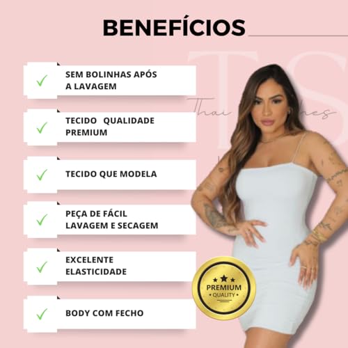 Vestido de Suplex Colado Alça Fina (BR, Alfa, Único, Regular, Regular, PRETO)