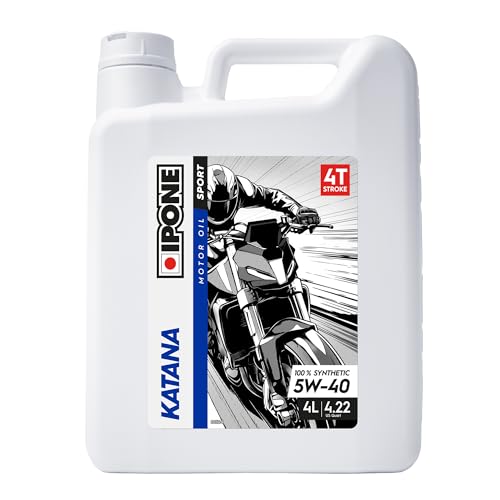 IPONE - Huile Moteur Moto 4 Temps 5W40 Full Power Katana - 100% Synthétique avec Esters – Passage de Vitesse Plus Fluide - 4L, Noir