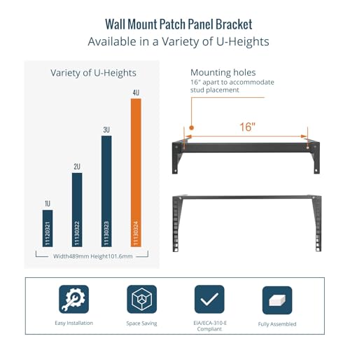 Tecmojo 4U Vertical Wall Mount bracket, Foldable Patch Panel Bracket fit 19” Switch/IT/Data Equipment, Open Frame Server Rack with 44lbs(20kg) Capacity, Vertical/Horizontal Mounting - Image 5