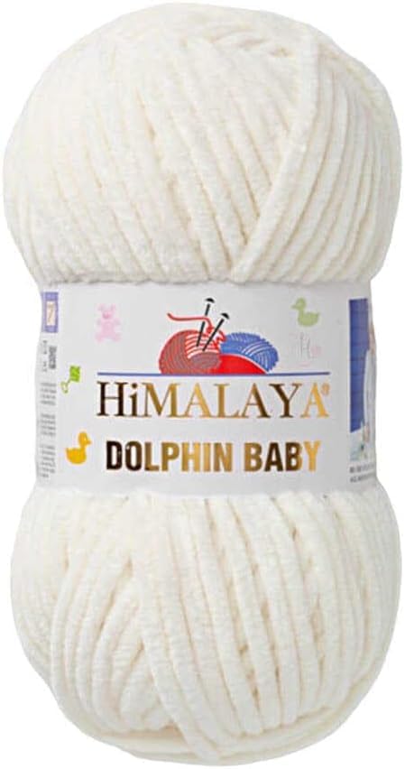 Himalaya Dolphin Baby Yarn Each Skein 100gr 120m Super Bulky Yarn for Knitting&Crocheting Ideal for Cardigans Shawls Blankets Hats and Home Textiles (1, 80308 Cream) — image 1