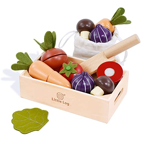 Little Log Holzspiel Lebensmittel Spielzeug-Schneidgemüse Kinder als Kochen Sie Set Kinder Küchenzubehör pädagogisches…