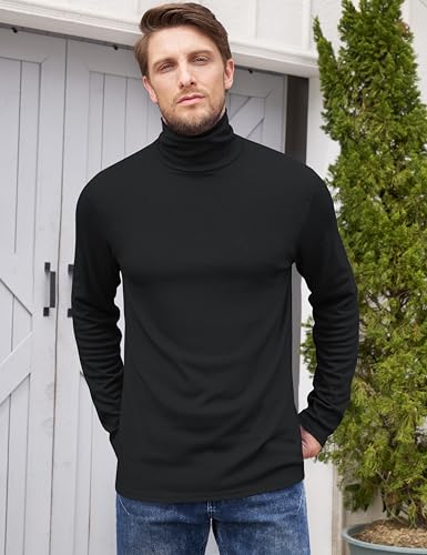 TAPULCO Men Turtleneck Long Sleeve Knitted Pullover Basic Slim Fit Casual Soft Comfy T Shirts3