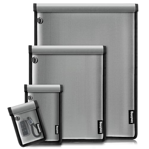 Faraday Bags for Laptops & Tablets & Phones & Car Keys - 4 Pack Faraday Bag Cage, Faraday Key Fob Protector, Fireproof Waterproof RFID Faraday Box,Car Key Fob Signal Blocker Anti-Theft Pounch, Grey