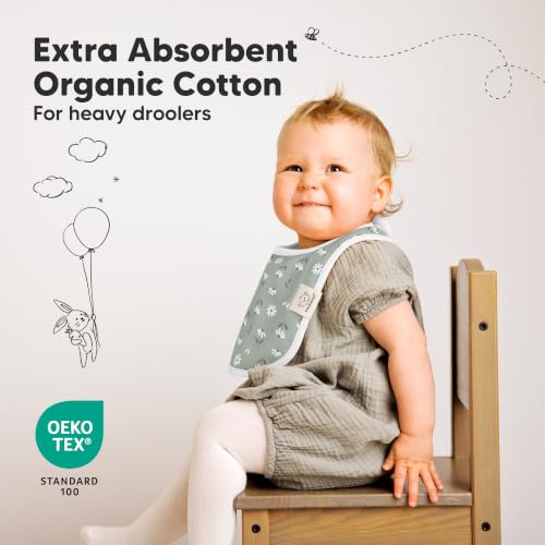 Image of KeaBabies 8-Pack Organic Baby Bibs for Drooling and Teething (Fleur) | Soft Cotton Bibs for Baby Girl, Boy, Extra Absorbent, Easy to Clean & Put On, Toddler, Newborn, Infant 0-24 Months