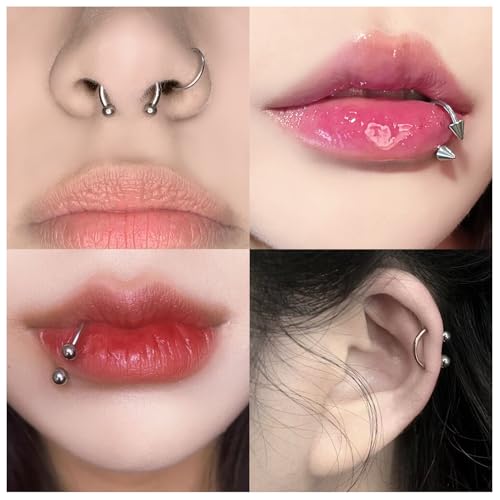 Lcolyoli 16g Septum Rings Internally Threaded Surgical Steel Septum Jewelry Lip Rings Hoop Labret Jewelry Snake Bite Piercing Jewelry Horseshoe Earrings Daith Piercing Jewelry for Women Men2