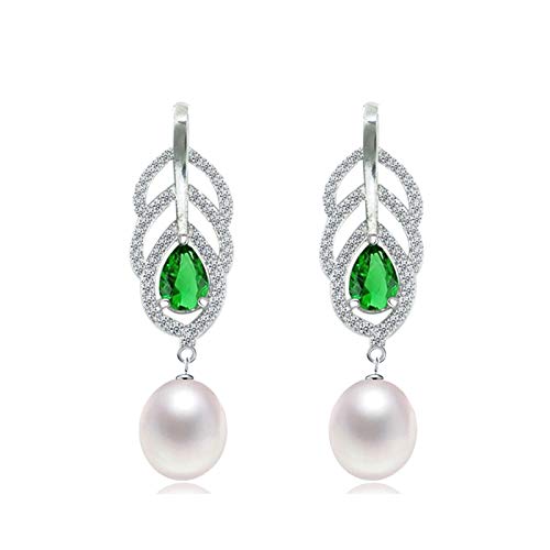 Orecchini di Perle di Moda Gioielli di Perle per Le Donne Orecchini Pendenti con Piume d'Acqua Perle d'Acqua Dolce Gioielli in Argento 925