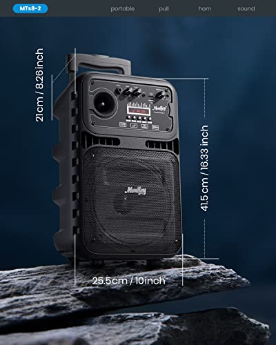 Moukey Portable Bluetooth Speaker, Small Pa System With 8" Subwoofer & 1" Tweeter, Karaoke Machine With Wireless Microphone And Echo Adjustment, Support Tws/Rec/Aux/Usb/Tf/Fm, For Christmas Party #TOP5