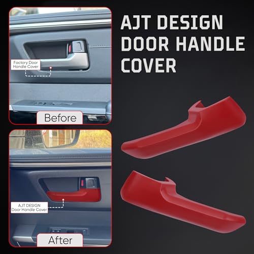 Image of AJT DESIGN Door Handle Covers Compatible with Toyota Tundra (2022+), Tacoma (2024+) & 4Runner (2025+) | Interior Accessories | High Strength ABS Plastic | Made in USA | 4 Piece Set - Red