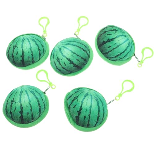 5pcs Adorable Plush Watermelon Fruit Coin Wallet with Keychain for Girls Kids Women Birthday Party Presents
