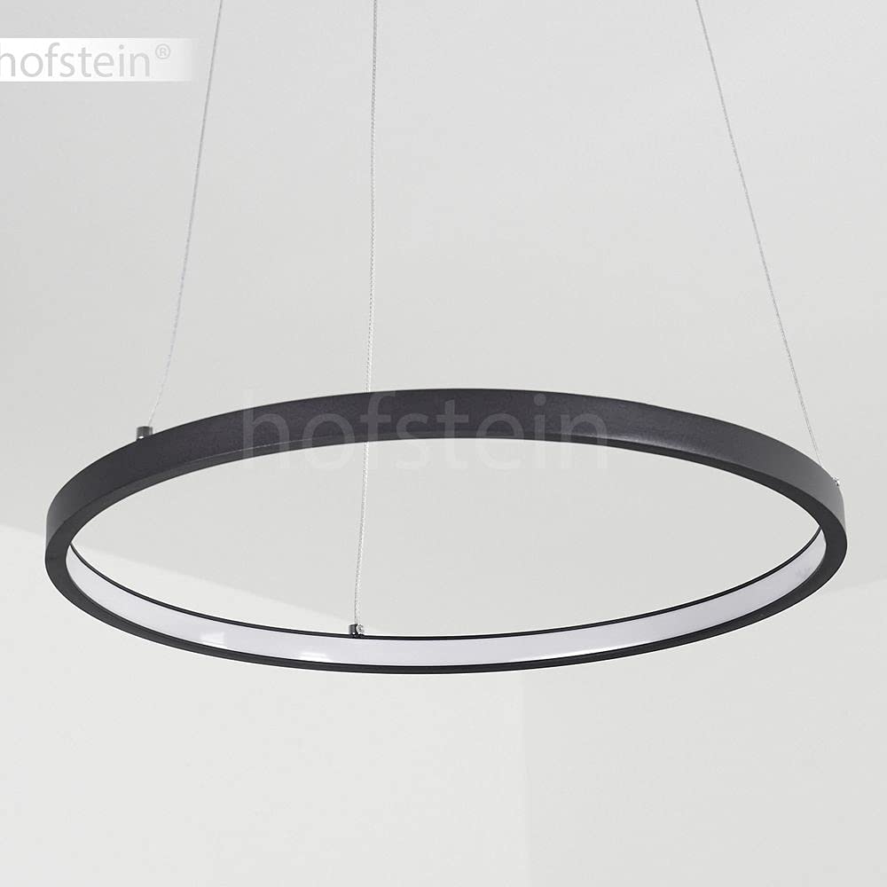 LED Hängeleuchte Calcium, moderne Deckenlampe aus Metall in schwarz und weißem Kunststoff, runde Deckenleuchte, 1 x LED 19 Watt, 800 Lumen, 3000 Kelvin