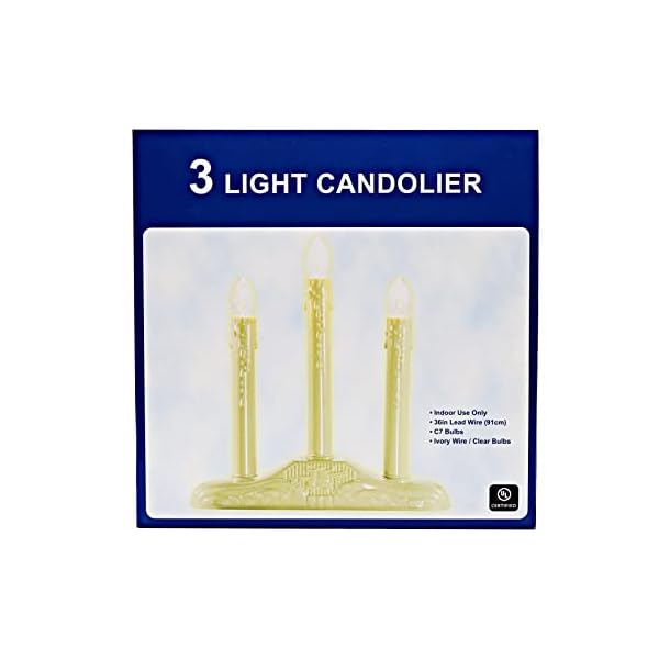   Creative-Hobbies-3-Light-Electric-Candolier-Indoor-Christmas-Candle-Lamp-Ivory-Plastic-with-Clear-C7-Incandescent-Light-Bulbs