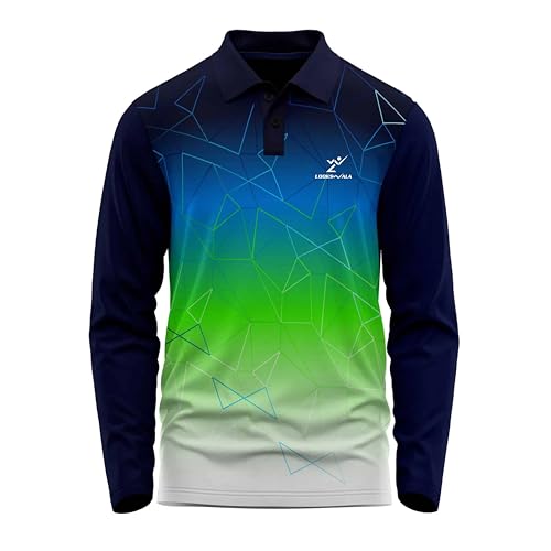 Image of Unisex Adult Collar Neck Printed Design Sportswear T-Shirt with Full Sleeves | Regular Dry Fit Gym Cycle Yoga Fitness Running Sports Tshirt
