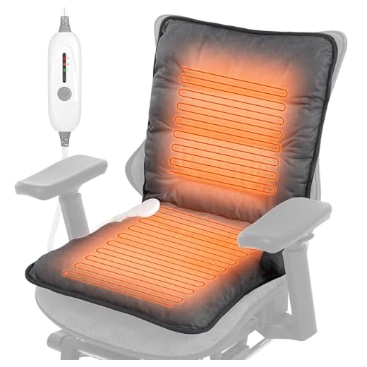 Heated Seat Cushion for Office Chair, Heated Seat Pad for Pain Relief Promote Blood Circulation with 3 Heat Levels & 90mins Auto-off, Chair Warmer for Back, Waist, Hips, Thighs Home Office Use Dark