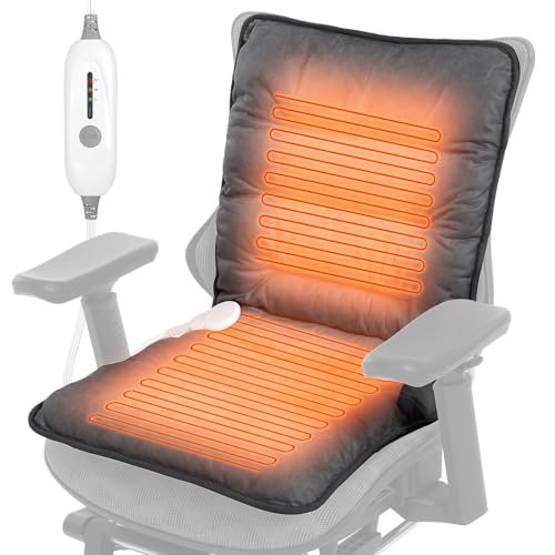 Heated Seat Cushion for Office Chair, Heated Seat Pad for Pain Relief Promote Blood Circulation with 3 Heat Levels & 90mins Auto-off, Chair Warmer for Back, Waist, Hips, Thighs Home Office Use Dark by FAYKONCEN - Used condition - US$41.83