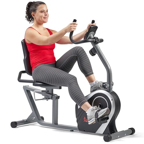 Sunny Health & Fitness Exercise Bikes, Magnetic Recumbent Bike, Stationary Cycling Bike with LCD...