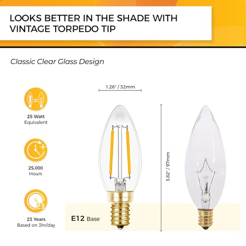 Hizashi Candelabra Light Bulbs 25W Eq, Dimmable 2700K, E12 LED Bulb, 12 PCS - image 2