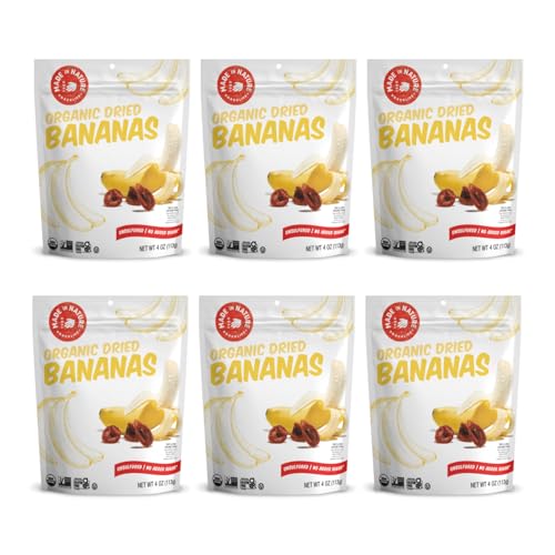 Made In Nature Organic Dried Chewy Banana Slices, 4 Ounce (Pack of 6) – Vegan Snack, Non-GMO, Unsulfured, Gluten Free, Kosher