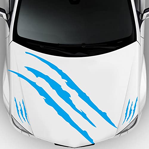 Image of Car Decals Claw Mark Stickers to Cover Hood Headlights Scratches, Modified Cars /Vans /SUVs /Trucks, Pack of 3 (Blue)