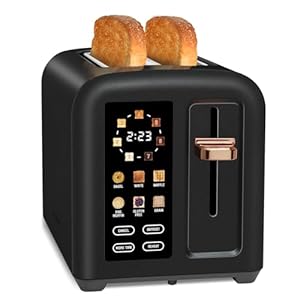SEEDEEM Toaster 2 Slice, Touch Control Stainless Toaster LCD Display, 50% Faster Heating Speed, 1.4” Wide Slots, More Timer Functions, Removable Crumb Tray, 1350W, Dark Chocolate