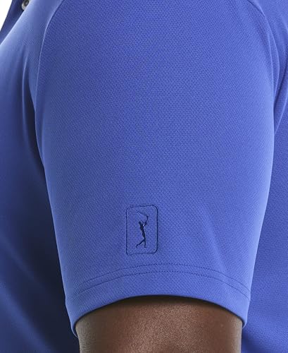 PGA Tour Men's Airflux Solid Mesh Short Sleeve Classic Golf Polo Shirt (Available in Big & Tall), Dazzling Blue, Large Big Tall - Thumbnail 4