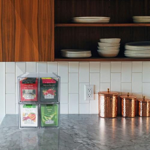 AZEZO Stackable Clear Tea Bag Drawer Organizer (4-Pack)