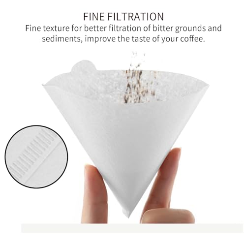 Coffee Filters, Size 02 White Cone Filters, 200 Count Disposable Natural Paper Filters 2-4 Cup, 02 Cone For Pour Over and Drip Coffee Maker