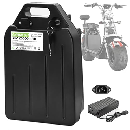 SNHMFUH 60V Ebike Batería 20Ah Batería de Bicicleta eléctrica Fat Tire Scooter eléctrico Batería 2 Models, con Cargador 3A + BMS 50A para Motor de ciclomotor 0-1800w,Model a,60V 20Ah