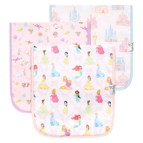 Image of Copper Pearl Baby Burp Cloth Large 21''x10'' Size Premium Absorbent Triple Layer 3-Pack Gift Set Disney Princess