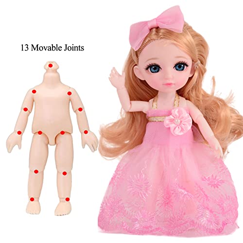 Beem Jun 6 Inch Girl Bjd Dolls 16 Cm Ball Joints Doll With Accessories Small Cute Pups Grey Eyes Adorable Clothing Dress Up Pink Princess Outfit Dolly Best Gift For 3 Years+（Princess） #TOP3