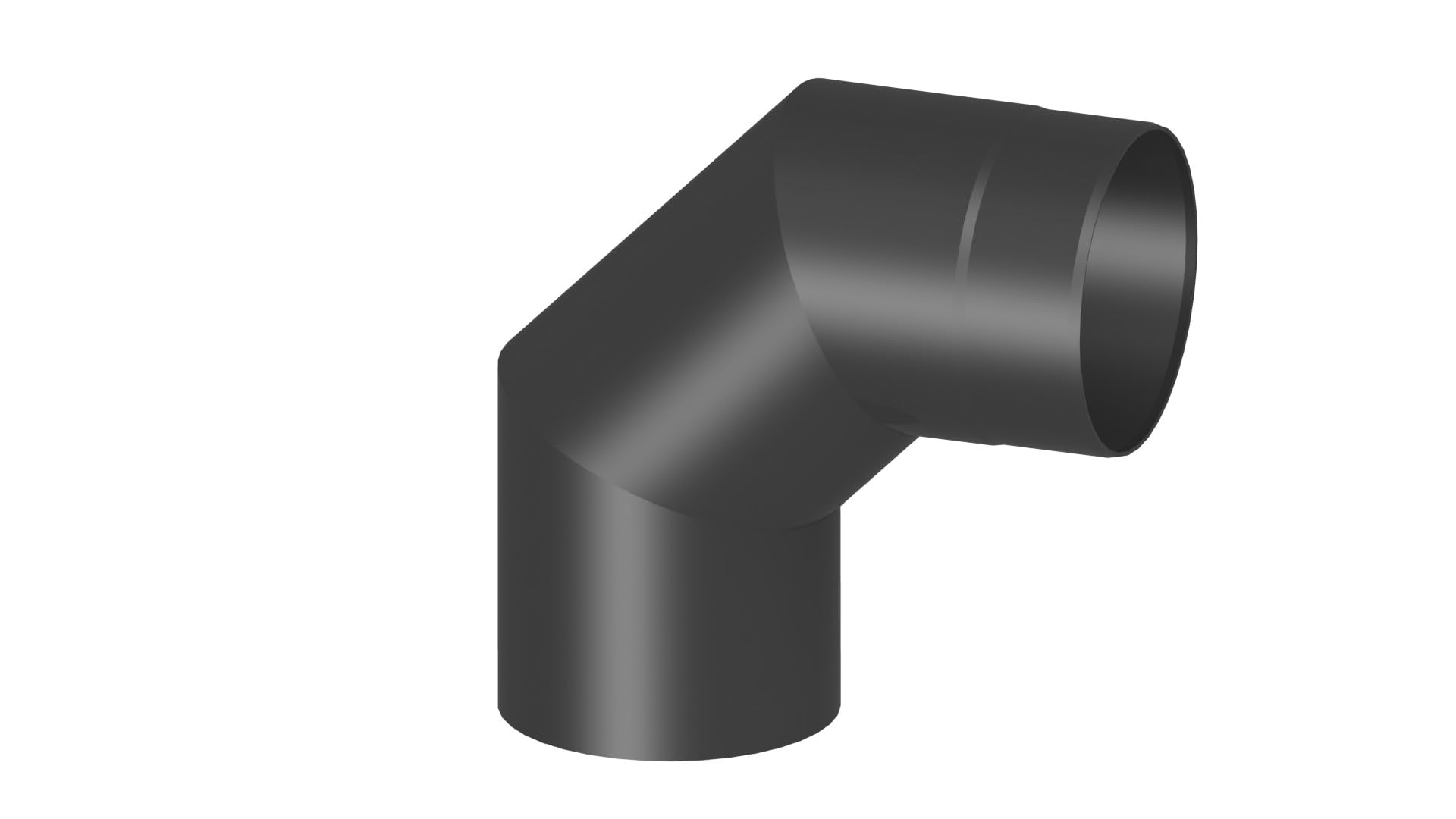 Ofenrohr/Rauchrohr Winkel/Bogen 90 Grad ohne Tür, Durchmesser 120 mm schwarz
