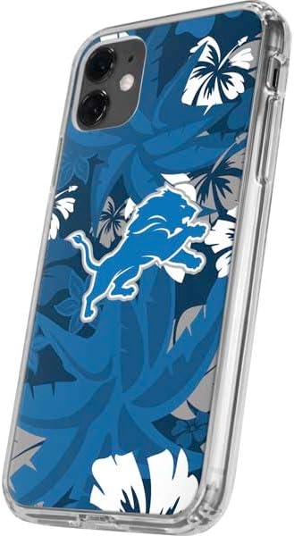 Skinit Clear Phone Case Compatible with iPhone 11 - Officially Licensed NFL Detroit Lions Tropical Print Design
