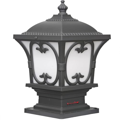 Image of Azurite Outdoor Aluminum Casting Gate lamp Waterproof Unbreakable B-22 Holder, Exterior Beautiful Grey Outdoor gate lamp(Include Bulb) Pack of 1 Gate Light Outdoor Lamp