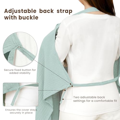 Image of Konssy Muslin Nursing Cover Up for Breastfeeding with Rigid Hoop | 100% Cotton Nursing Apron, Lightweight & Breathable, Carseat Canopy, Breast Feeding Covers for Women