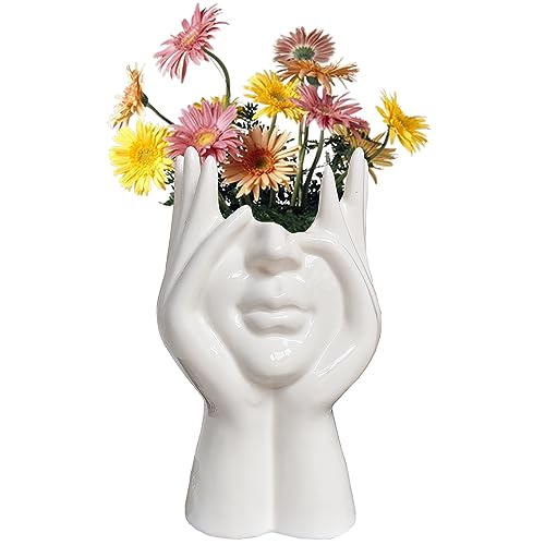 KatoonX Ceramic Female Face Vase Head Statue Living Room Home Decor (Type 2)