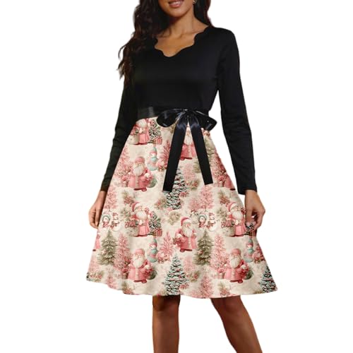 Christmas Dresses for Women Retro Long Sleeve A...